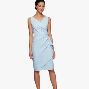 Alex Evenings Women's Light Blue Short Slimming Side Ruched Dress Size 8